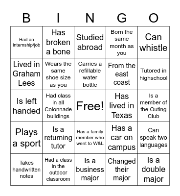 Find Someone Who... Bingo Card