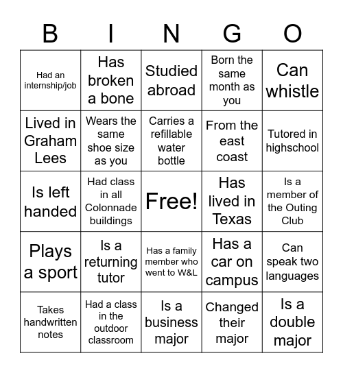 Find Someone Who... Bingo Card