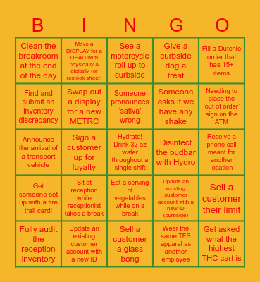 BUDTENDAH _____________ Bingo Card
