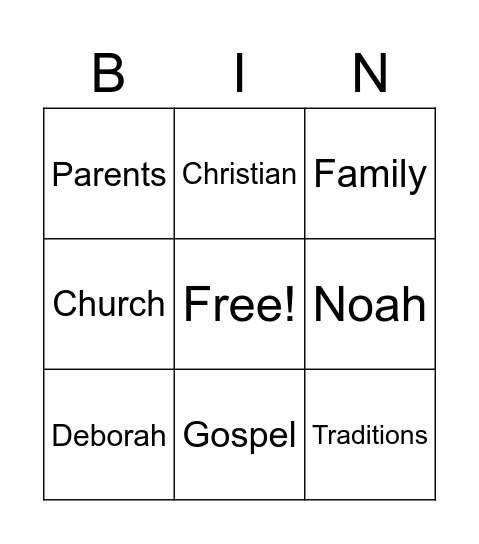 Faith Formation Bingo Card