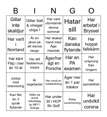 Filips Party Bingo Card