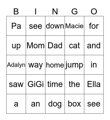 Untitled Bingo Card