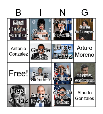 Hispanic Heritage Month Bingo Card