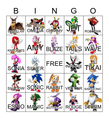 Sonic Bingo Card