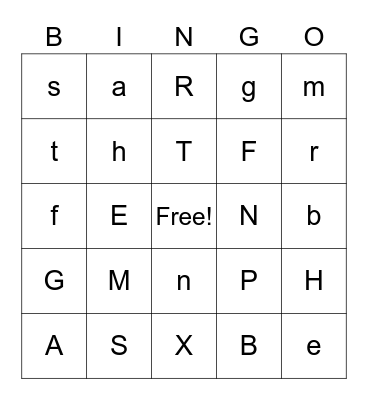 Alphabet Bingo Card