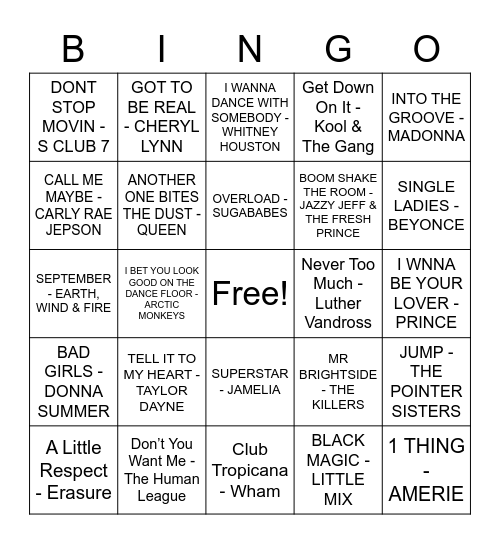 DISCO BINGO! Bingo Card