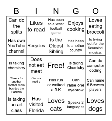 Advisory Bingo Card