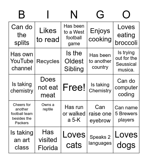 Advisory Bingo Card