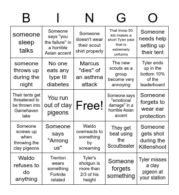 New Scout Bingo Card