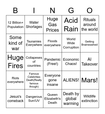 2020-2050 Apocalypse Bingo Card