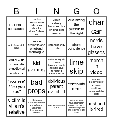 Dhar Mann Bingo Card