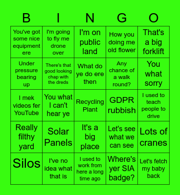 PJ'S Dwed Bingo Card