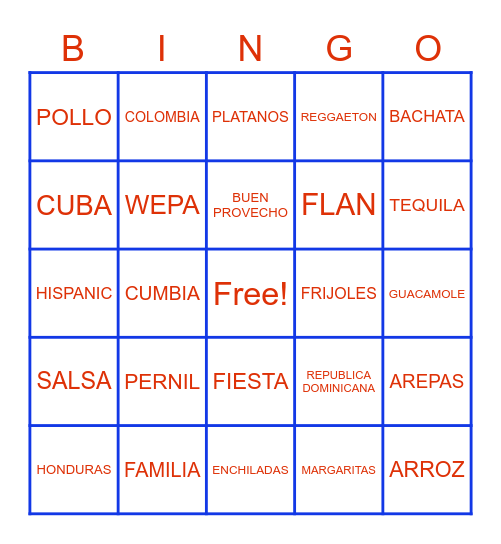 HLN HISPANIC HERITAGE Bingo Card