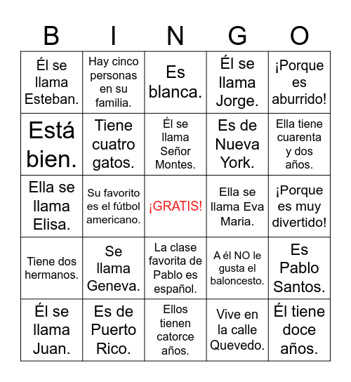 La carta de Pablo P.9 Bingo Card