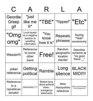New Hampshire Libertarian Bingo Card