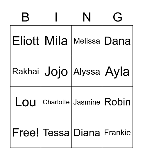 Tiger Bingo Card