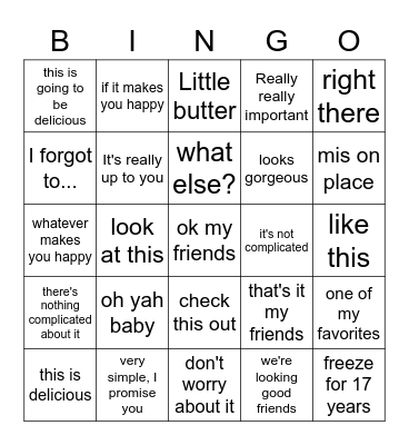 Jean Pierre Bingo Card