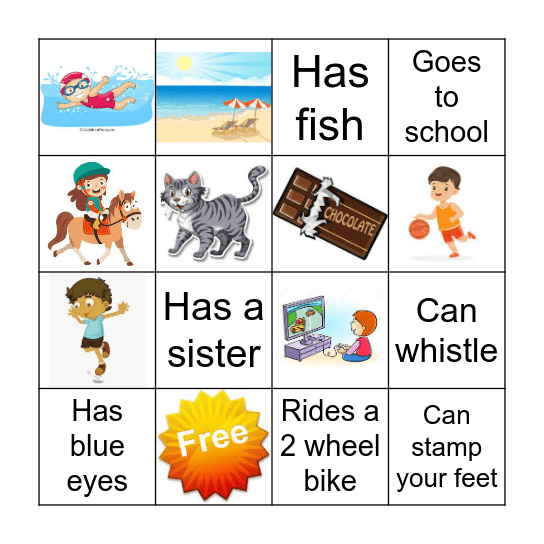Kids Bingo ~ Can you or Have you? Bingo Card