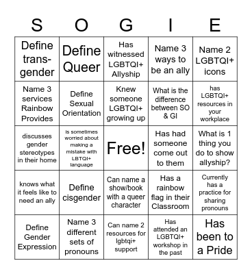 SOGIE GSA Bingo Card
