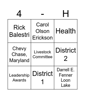 2023 4H Bingo Card