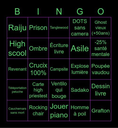 Phasmo Bingo Card