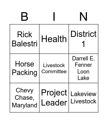 2022 4H Bingo Card