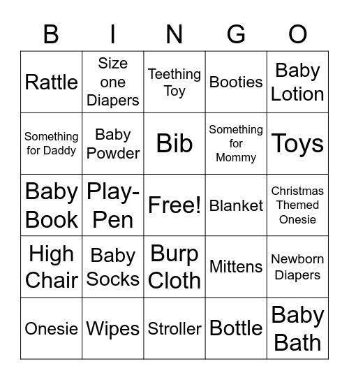 Baby Bingo Card