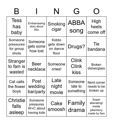 Win + Cal Bingo Card