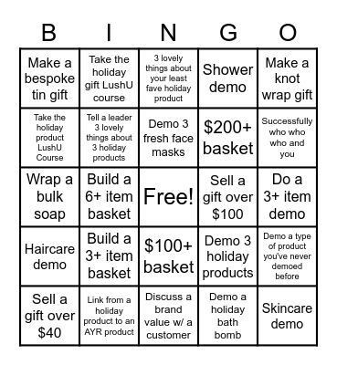 Holiday BINGO Card