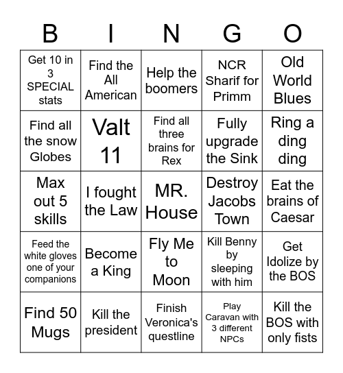 The House always wins Bingo Card