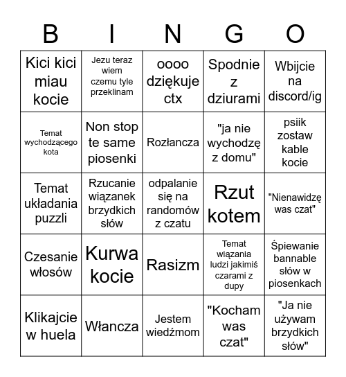 KotKaro Bingo xdd Bingo Card