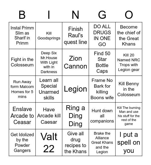 Glory true to Salad Bingo Card