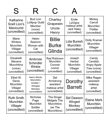 WIZARD OF OZ Bingo Card