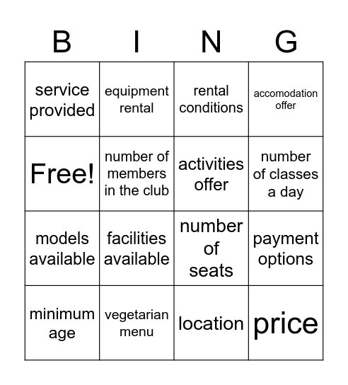 ege questions Bingo Card