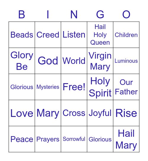 Childen's Rosary Bingo Card