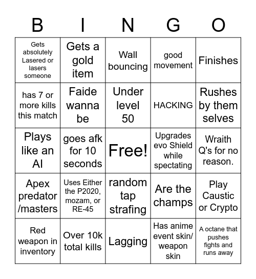 Apex bingo! Bingo Card