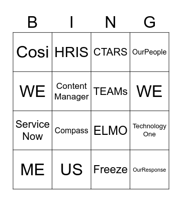 RETURN TO WORK BINGO Card