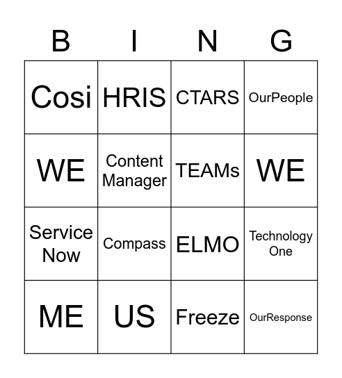 RETURN TO WORK BINGO Card