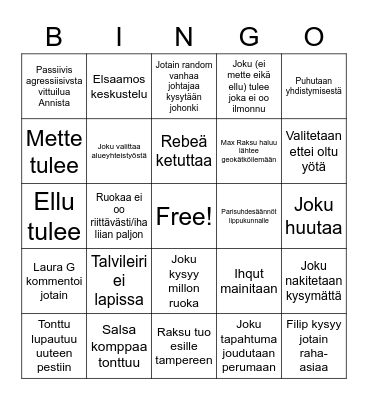 Johtajaneuvosto 2022 Bingo Card