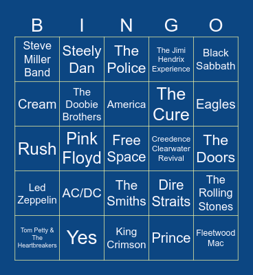 Hayden’s Music Taste Bingo Card