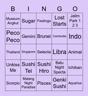 Bingo Changkyun Bingo Card