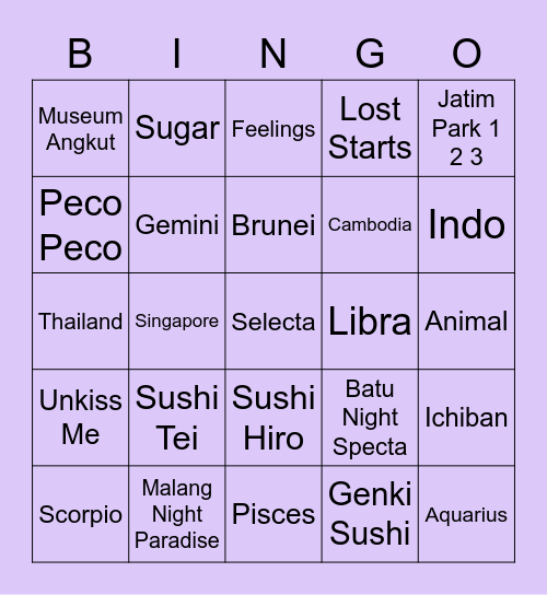 Bingo Changkyun Bingo Card
