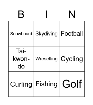 Sports Bingo Card