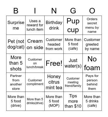 Make it a grande! Bingo Card