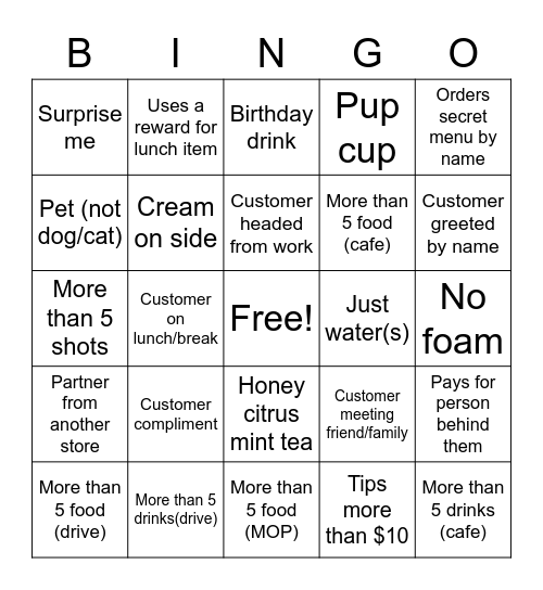 Make it a grande! Bingo Card