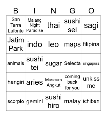 taty Bingo Card