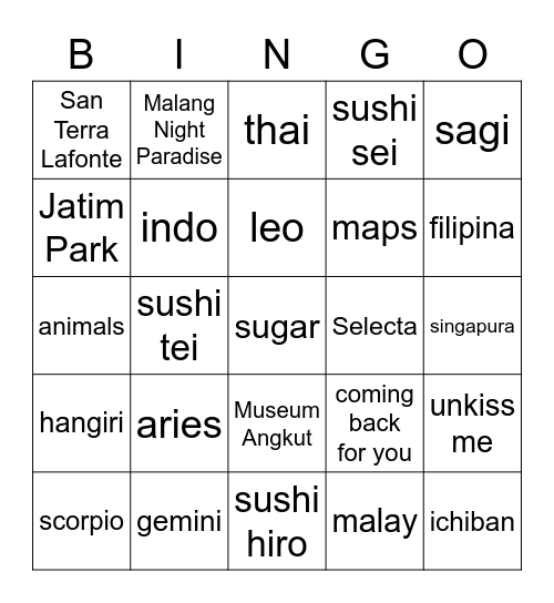 taty Bingo Card