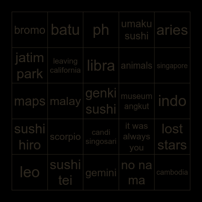 ho’s Bingo Card