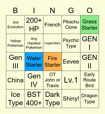 POKEMON TRADE Bingo Card