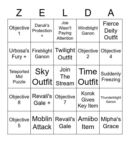 BOTW Randomizer Bingo Card